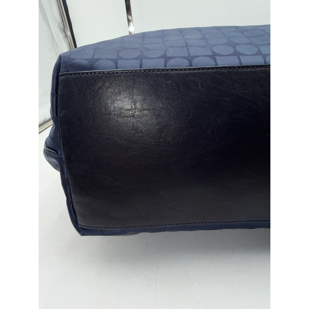 Kate Spade New York Navy Blue Jacquard Nylon Spade Pattern Shoulder Bag Tote - Picture 6 of 15